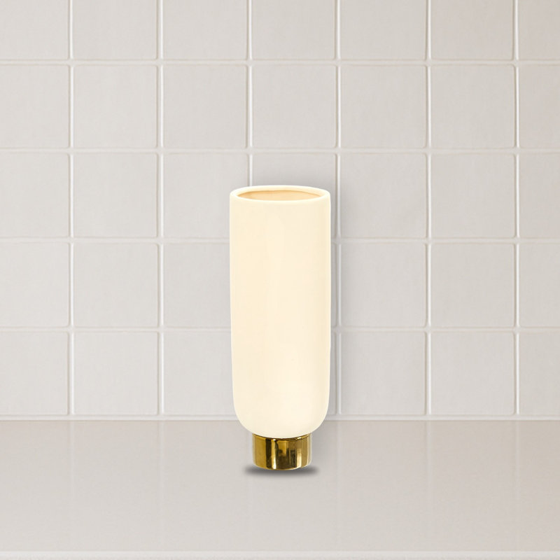Elegance Ceramic Cylinder Vase with Gold Accents