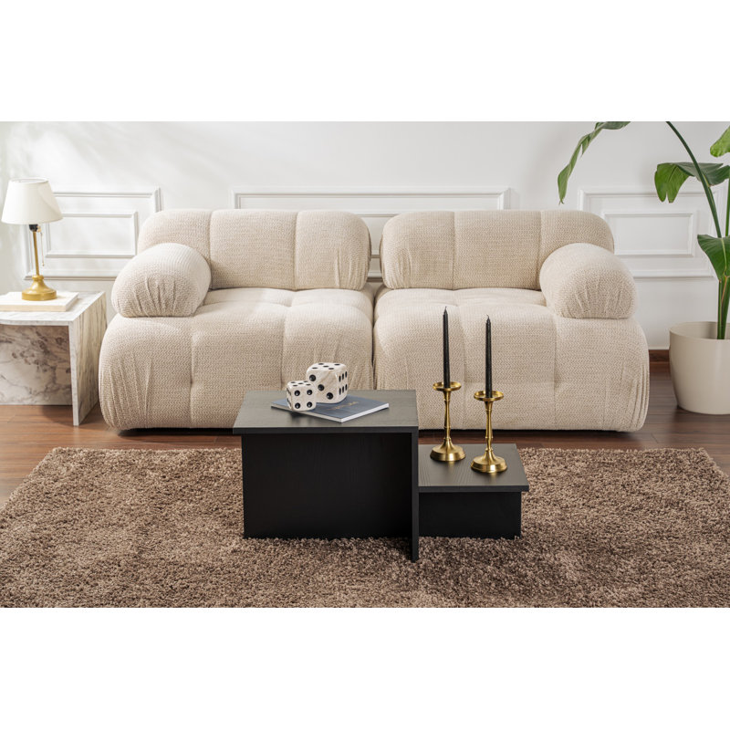 Modern Black Coffee Table, 31.5 x 15.7 x 15.7 inches | 100% Melamine Coated Particle Board, Thickness: 0.7 inches | Stylish Solid Color Design, Perfect for Living Room & Contemporary Spaces, Durable & Elegant