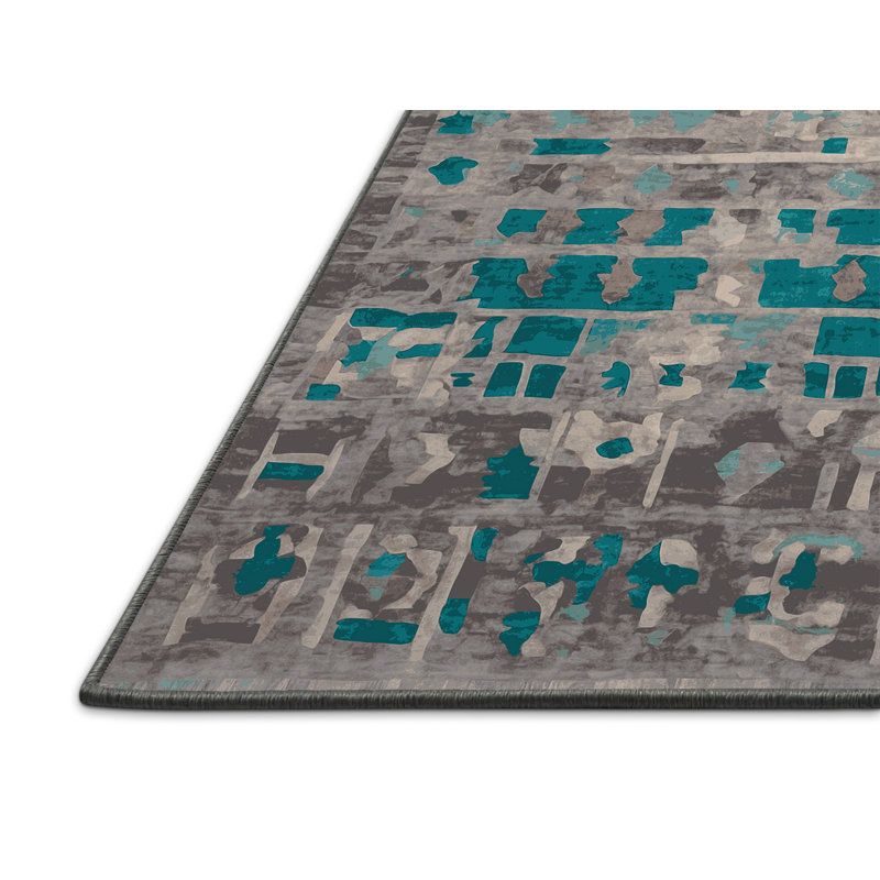 Tapis gris soyeux et moelleux, Rond 8 pi