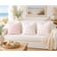 Housse de coussin en coton rose clair-130940691