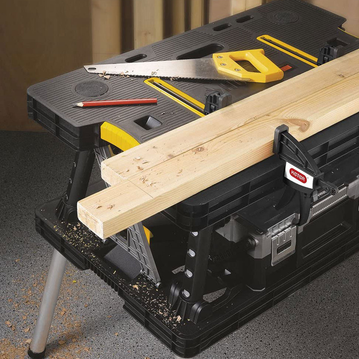 Keter Folding Portable Workbench Sawhorse with (2) 12
