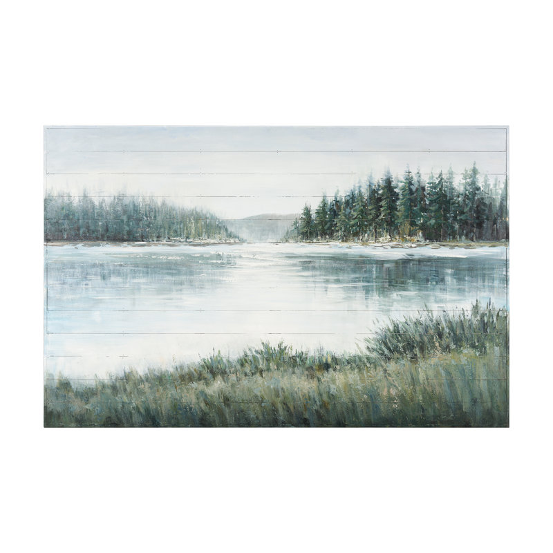 Mere Pond Lake 60 x 40, peinture à l'huile sur bois peinte à la main