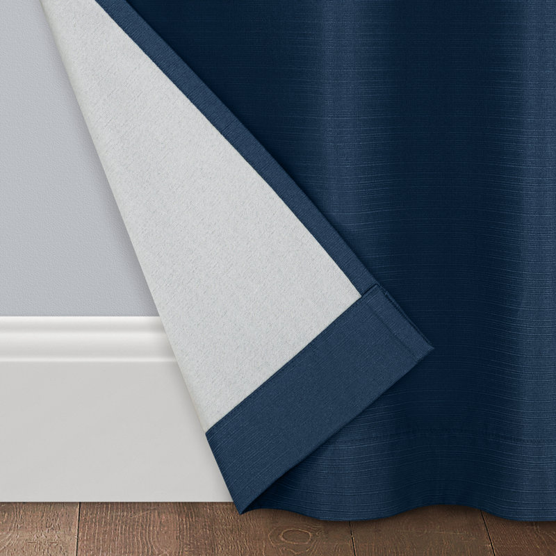 Eclipse Talisa Absolute Zero Blackout Plus Draft Stopper Window Curtain Panel, 50 Inches Wide x 84 Inches Long, Single Panel, Textured Indigo