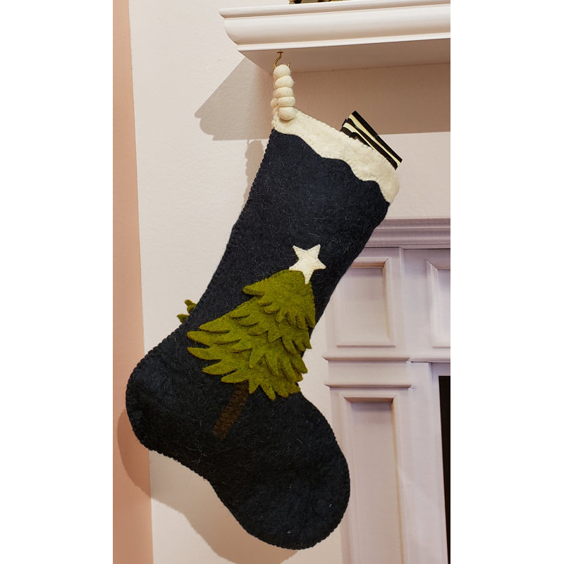 Hand Felted Wool Christmas Tree Stocking