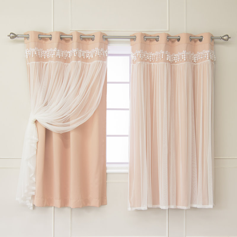 Loar Room Darkening Thermal Curtain Panels, Indiepink, 52" W x 63" L