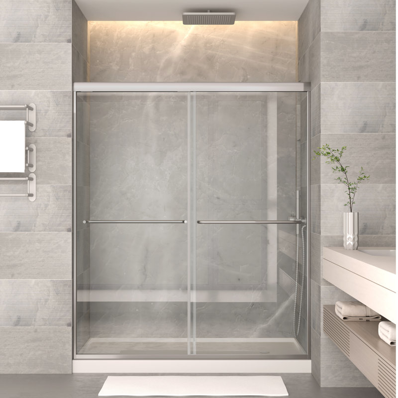56" - 60" W x 70" H Bypass Sliding Semi-Frameless Shower Door, Chrome