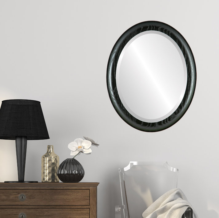 Wimborne Solid Wood Mirror, 19" H x 15" W, Matte Black
