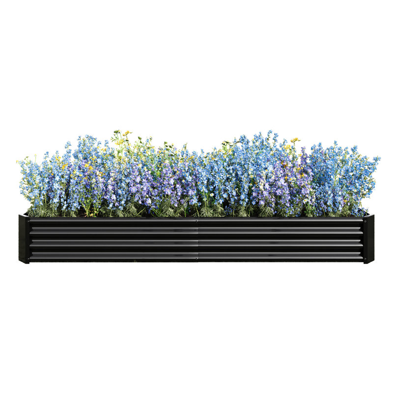 Metal Raised Bed For Gardens, 7.6'X3.7'X0.98', Black, Encourages A Greener Garden Black Bed, 7.6X3.7X0.98Ft, Improves Sustainability