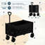 100L Portable Folding Festival Trolley On Wheels, Heavy Duty Garden Wagon Cart With Adjustable Handle & Drink Holder For Beach, Camping, Fishing & Outdoor Activities - Black