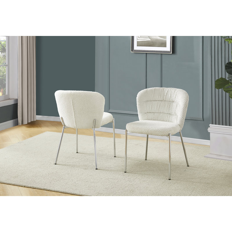 Chaises d'appoint moelleuses uniques avec pieds plaqués, Chrome, Crème, crème