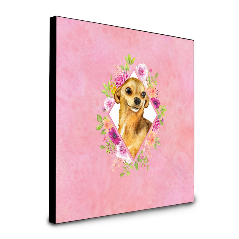 Panneau mural Dollman Flowers, Rose, Chihuahua brun