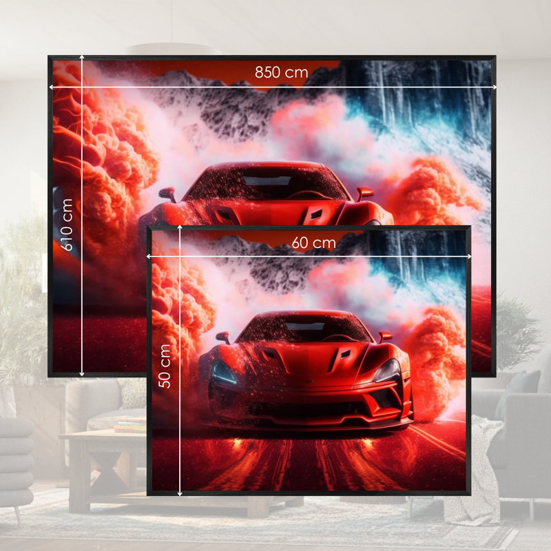 Single Picture Frame LED Illuminated Wall Art Wall Art on Glass / Aluminium, 50 cm H x 60 cm W
