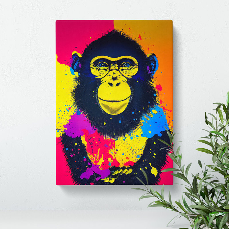 Splashed Monkey No.3 Abstract - Wrapped Canvas, 76cm H x 50cm W x 3cm D