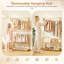 Clothing Rack Bamboo with 2 Storage Baskets, Adjustable Hanging Rods, Garment Holder with Shelf, Dress up Racks