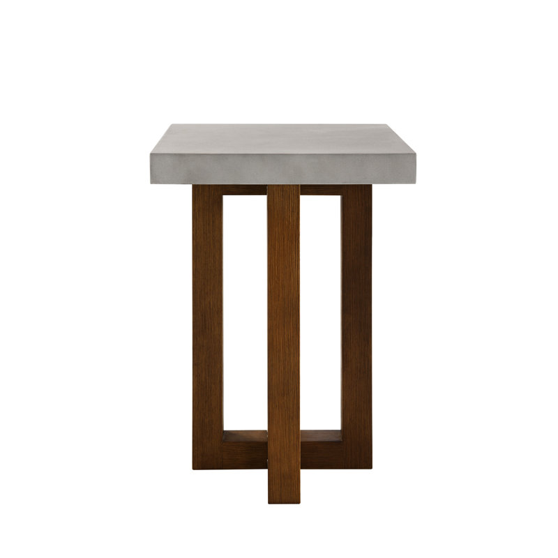 Élégante table de bout en noyer avec surface en faux béton - Rehaussez l'esthétique de votre maison