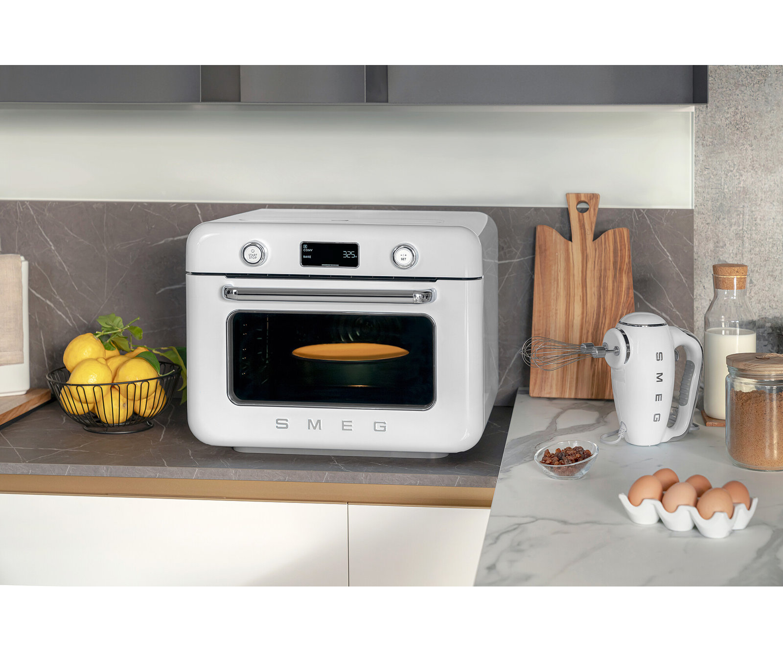 Combi Countertop Air Fry Oven With Steam, White Glossy