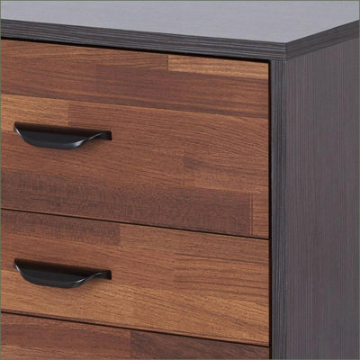 Table basse à 3 tiroirs en noyer et espresso pour le salon, peu encombrante et facile d'accès