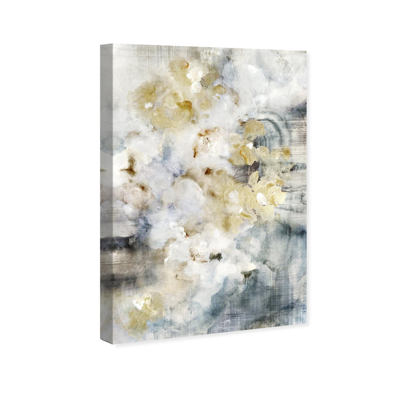 Abstract Flowering Petals Modern White Canvas Wall Art Print, H 24 po x l 16 po x P 0,8 po