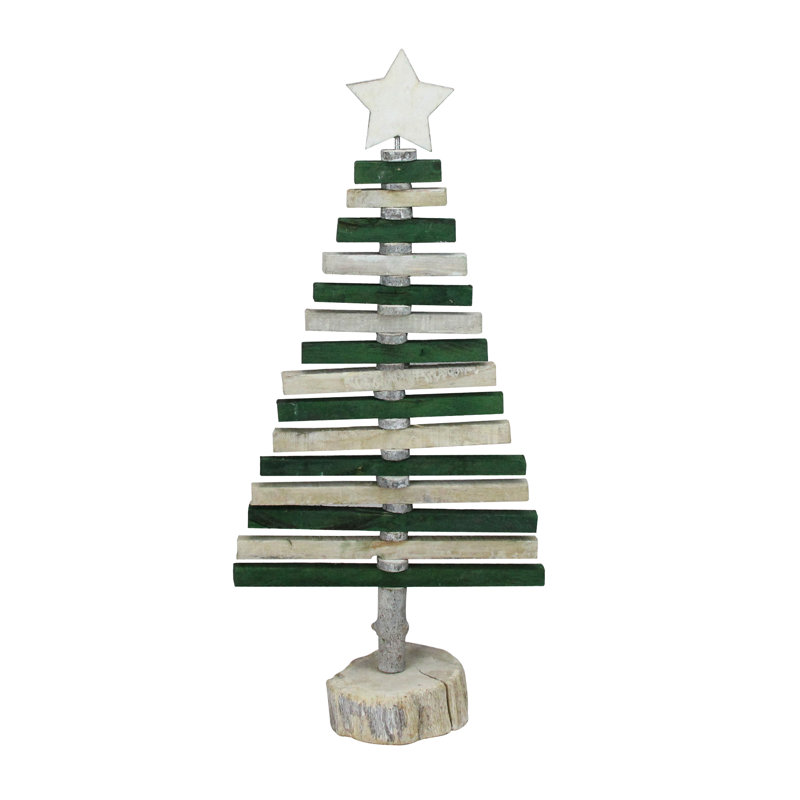 Décoration de table arbre de Noël en spirale vert et naturel 20,25 po