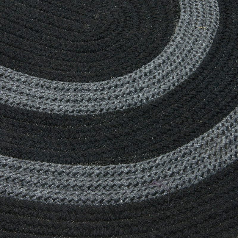 Van Cleef Hand-Woven Black Area Rug, Oval 2' x 3'