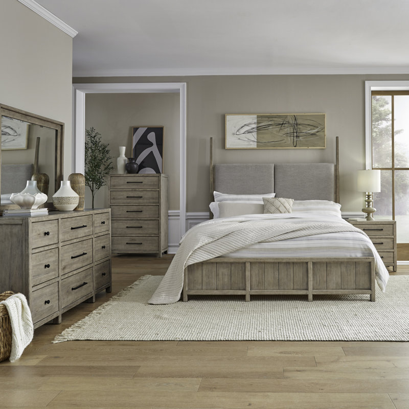 Ensemble lit et commode Aason, Très grand, 5 Pcs: Bed, Dresser, Mirror, Chest, Night Stand