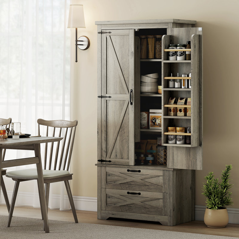 Armoire de rangement 64 po avec portes et tiroirs, noir, Noir