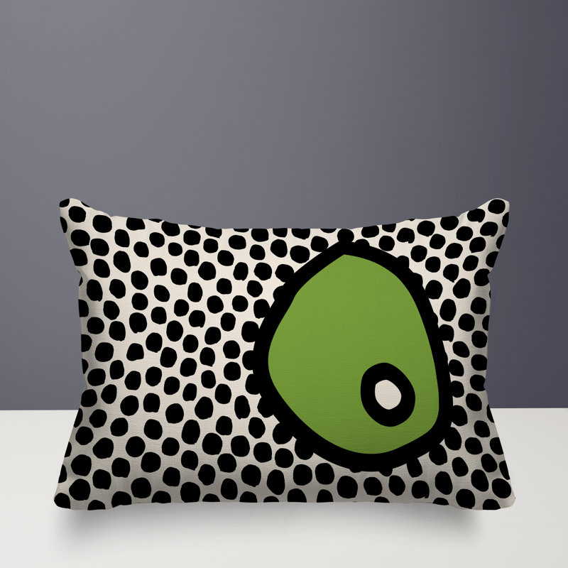 Coussin lombaire réversible intérieur / extérieur Jai Abstract, H 18 po x l 25 po, Chartreuse