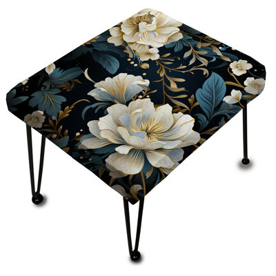 Élégance de fleurs victorienne bleue et blanche - Repose-pieds rectangulaire floral