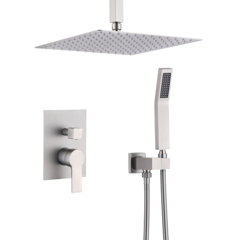 Système de douche au plafond 12 po, Nickel brossé
