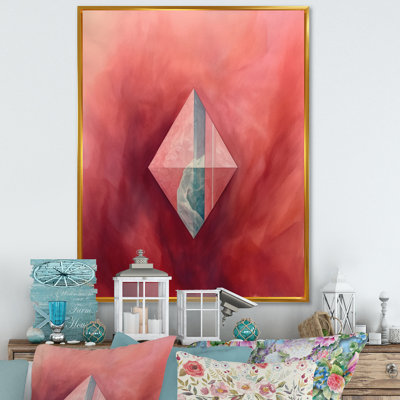 Rose rouge minéral majestueux - pierre géode, reproduction sur toile