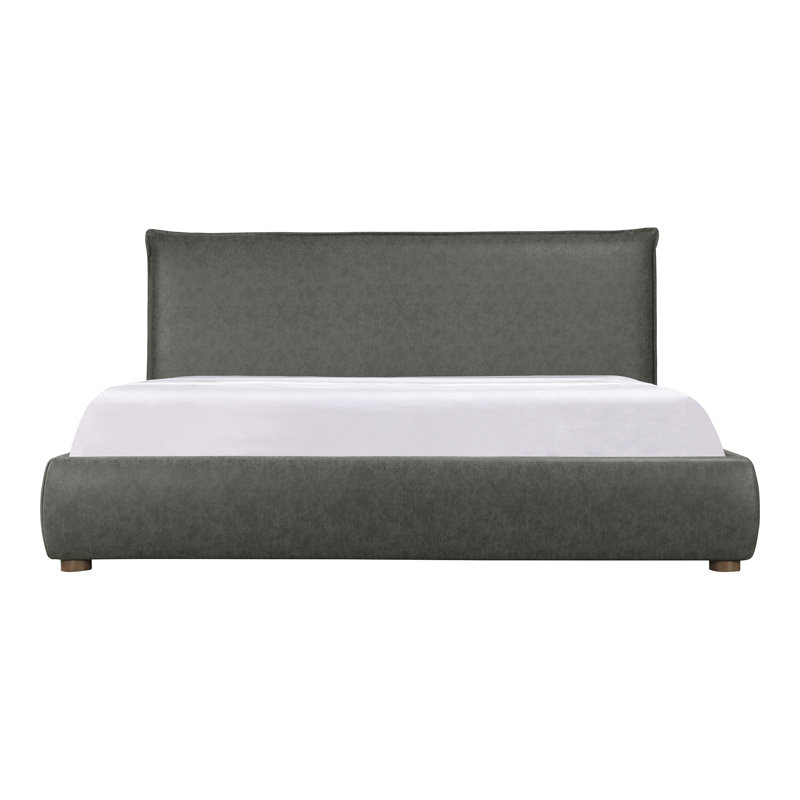 Lit plateforme tapissier Timothy, Très grand, Similicuir gris foncé, 45.5