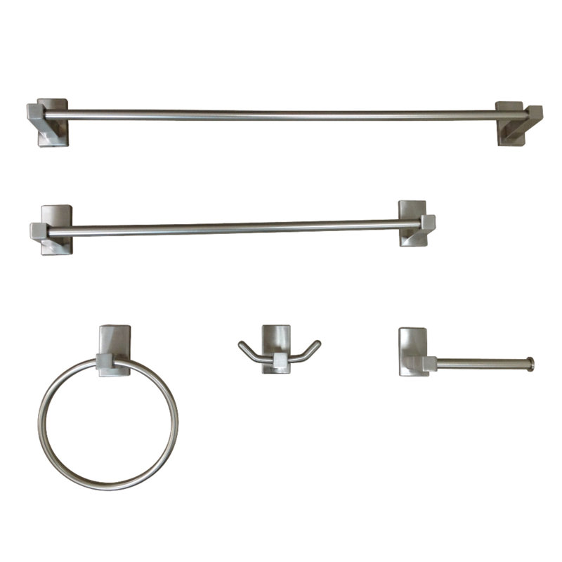 Ensemble de quincaillerie de salle de bain 5 pièces Kingston en laiton Kingston, Nickel brossé