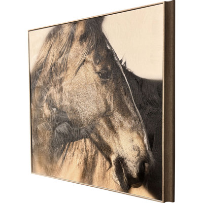Cheval brun, art encadré sans verre