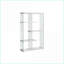 Bibliothèque pour chambre à coucher à 5 niveaux de bureau moderne en verre trempé transparent brillant de 60 po | Blanc | Panneau de fibres à densité moyenne