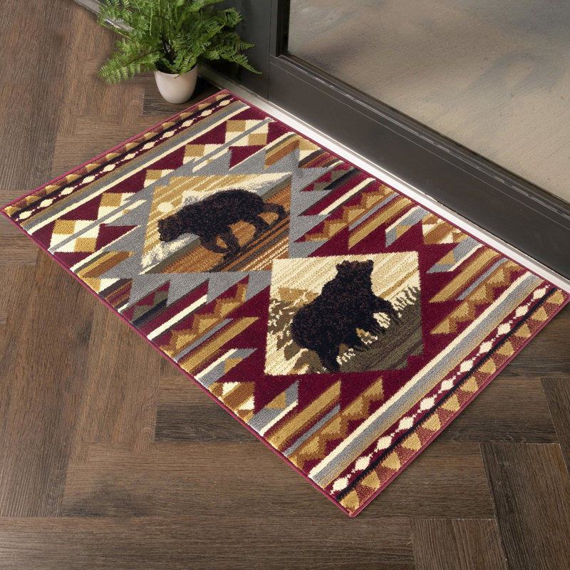 Red Polypropylene Lodge Runner, 2 Ft. 7 In. X 3 In., Artistic Rug, 2.58 Ft 7.25 Ft, Adds Character To Your Home