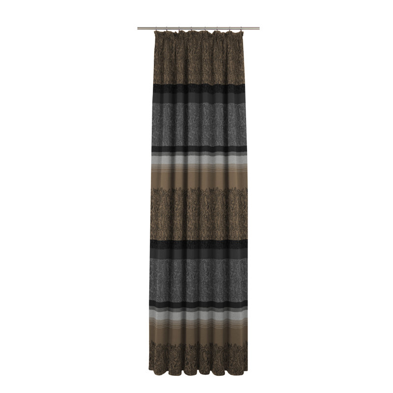 Rossett Room Darkening Curtain Single Panel, 132cm Width x 245cm Drop, Grey / Brown