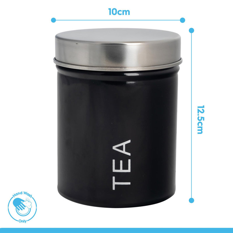 Harbour Housewares - Round Metal Kitchen Tea Canister, 12.7cm H x 9.5cm W x 9.5cm D, White