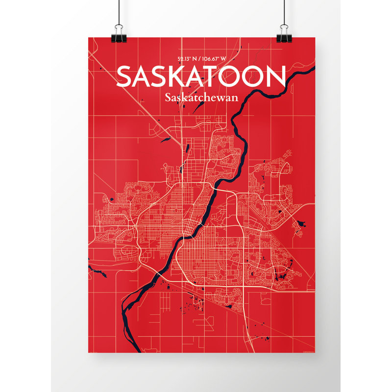Saskatoon City Map - No Frame Print, 43.2cm H x 27.9cm W