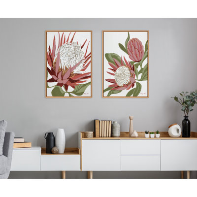 «King Protea and King Protea 2» par Mackenzie Nelson, ensemble d'art mural sur toile encadrée