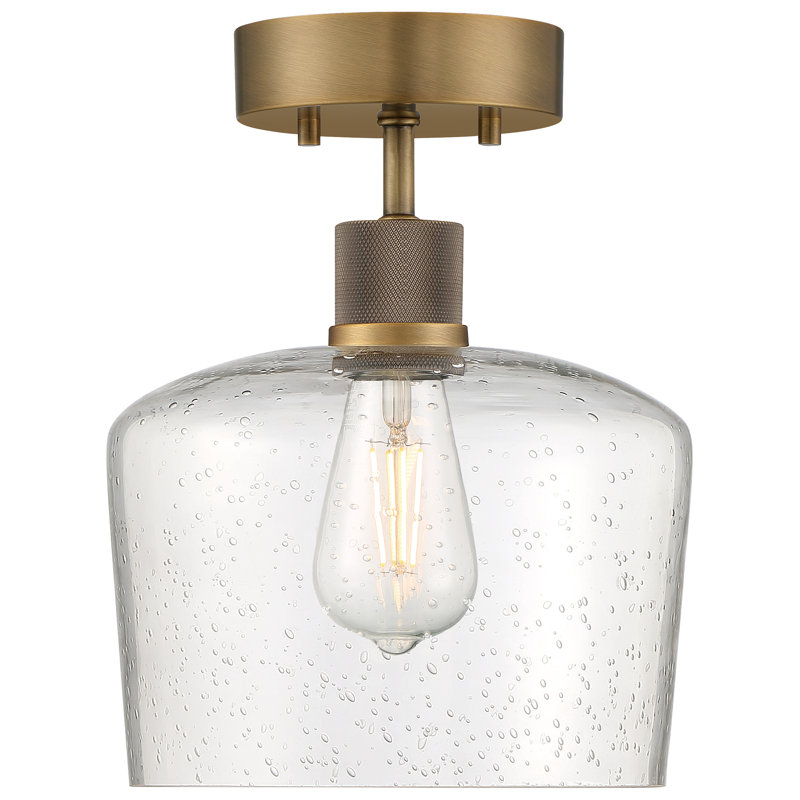 Southglenn Glass Semi Flush Mount, Antique Brushed Brass
