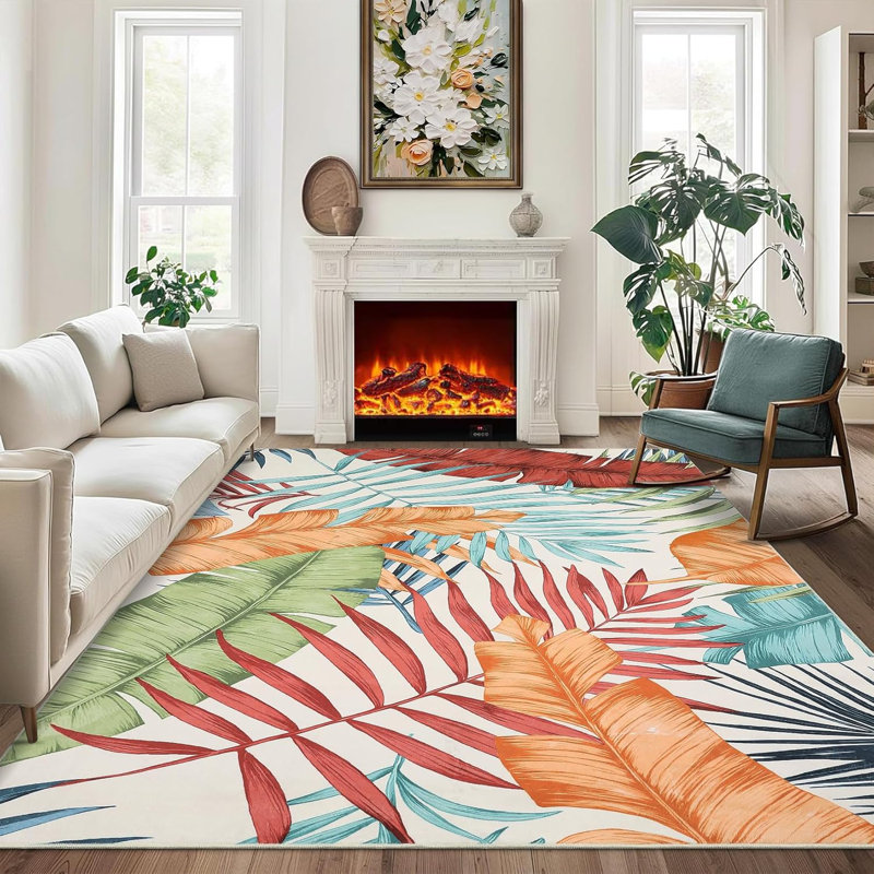 Tapis de couloir Tropical Palm Leaves, Rectangle 10 pi x 13 pi