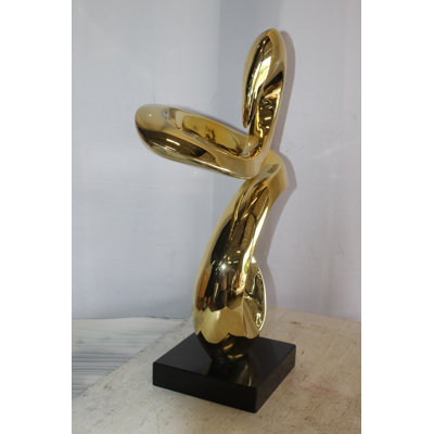 Nifao Collection Gold Contemporary Resin Statue on Marble Base 19" x 9" x 27"H