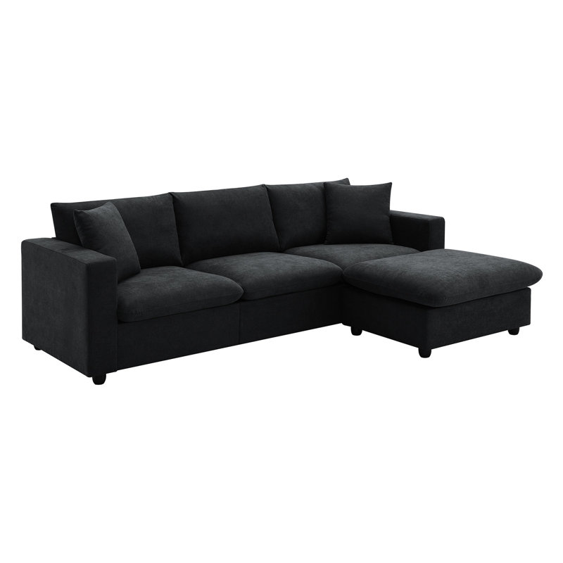 En forme de L avec convertible et rembourrage en mousse, 4 canapés confortables pour le salon, le bureau, siège robuste de 101 x 66 po de conception robuste, plusieurs espaces avec cadre en fer