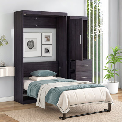 Lit escamotable avec garde-robe et tiroirs, lit de rangement, peut être plié dans une armoire