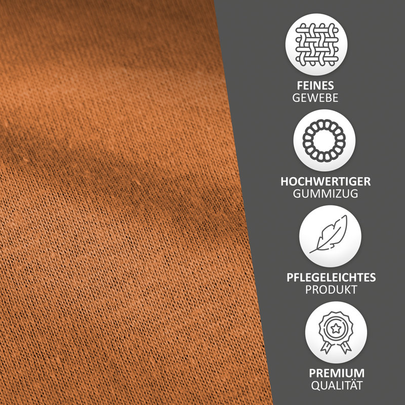 100% Cotton Jersey Knit Fitted Sheet, Orange, European Double (140 x 200cm)