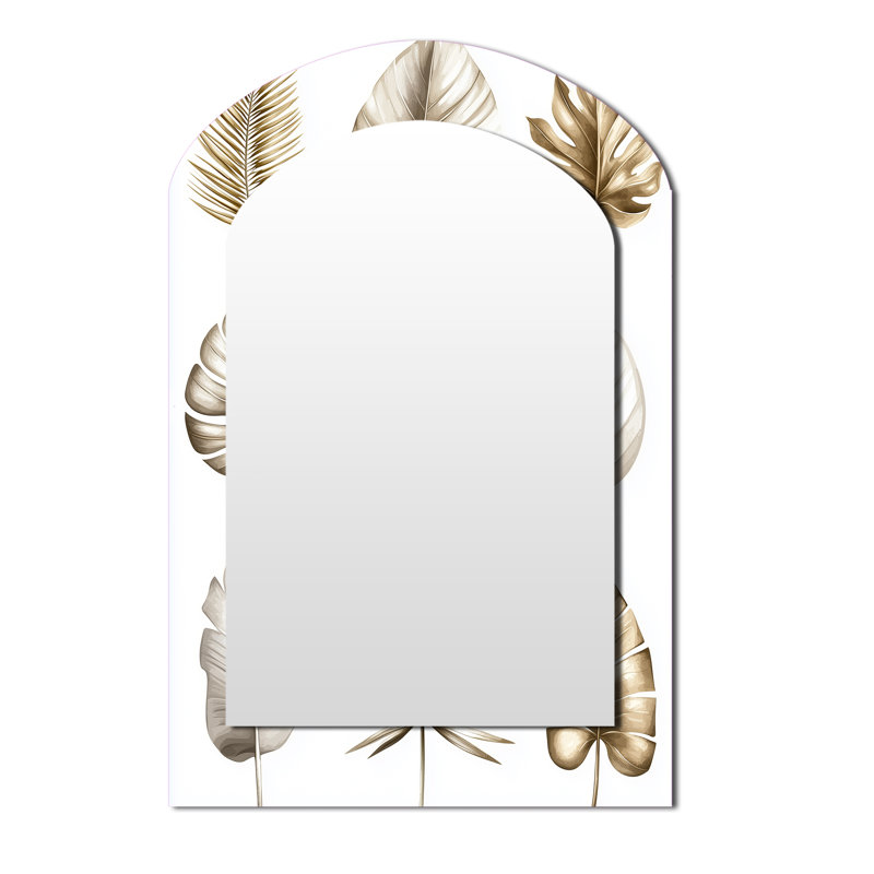 Miroir décoratif Reflection Tropical Grey Leaves III - Beige, 43 po x 33 po
