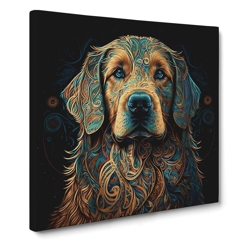 Golden Retriever Paisley Art - Wrapped Canvas, 50cm H x 50cm W x 3cm D