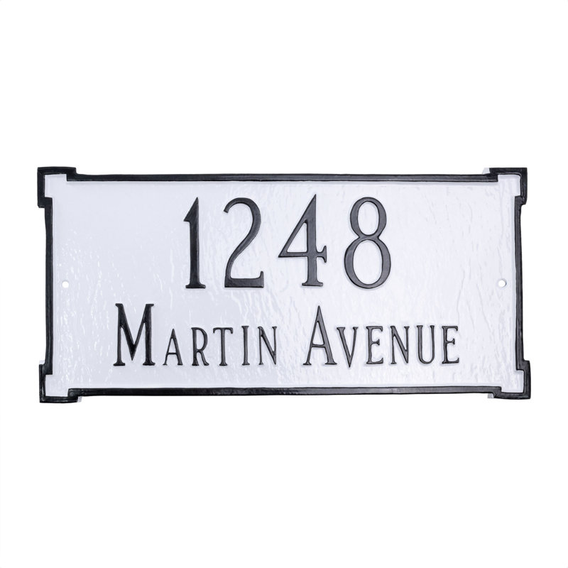 New Yorker 2-Line Wall Address Plaque, Yes, Brick Red / Gold