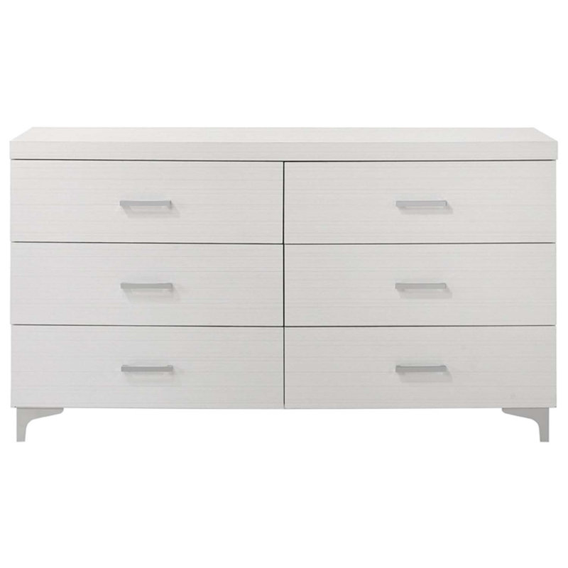 Commode 6 tiroirs Casilda, finition blanche