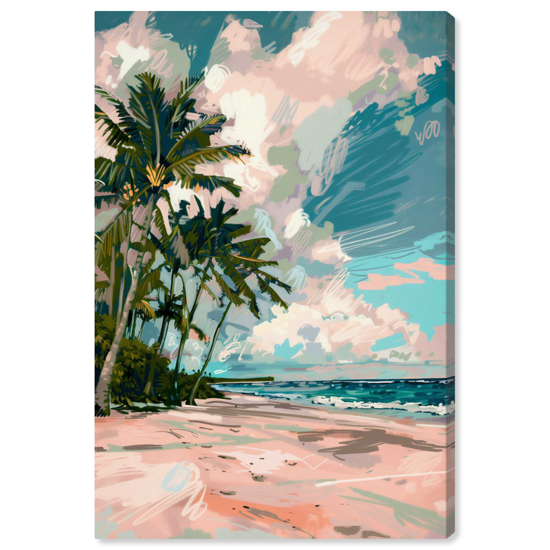 Art Remedy, paumes sous le soleil, cadre côtier coloré 57714, Toile tendue, H 30 po x l 20 po